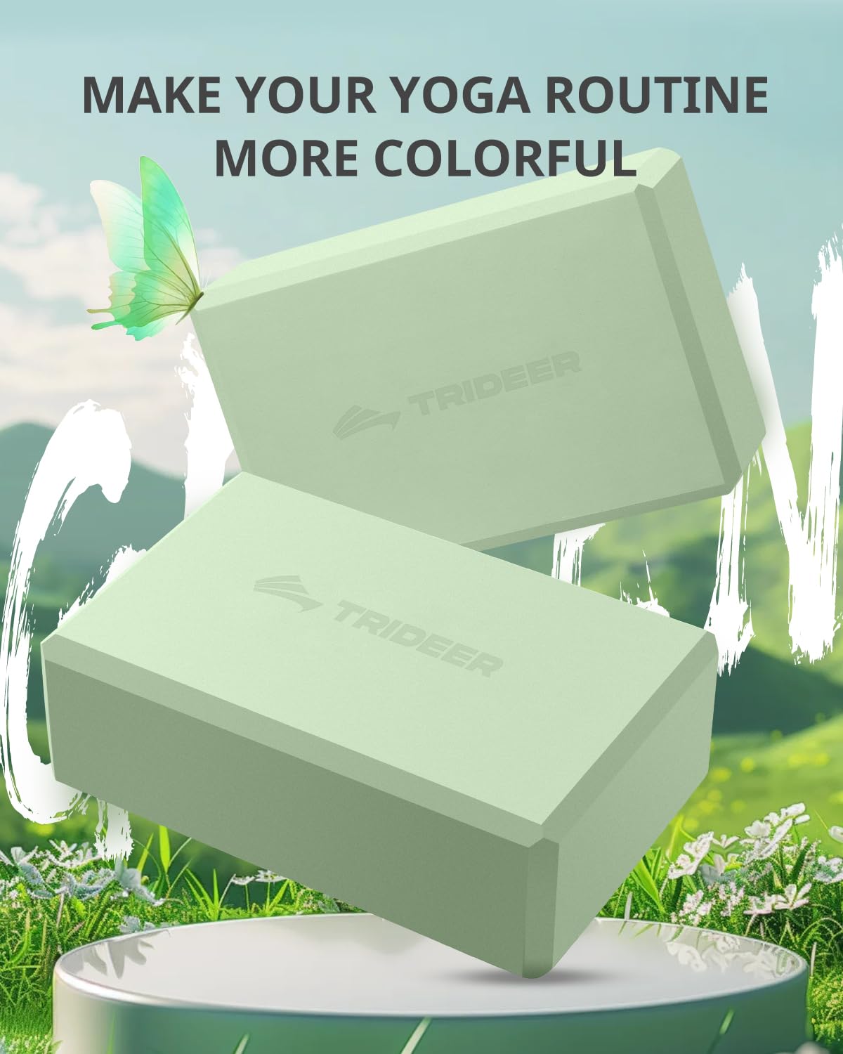 Trideer Yoga Block, Soft Non-Slip Surface Premium Foam Blocks, Supportive, Lightweight, Odorless