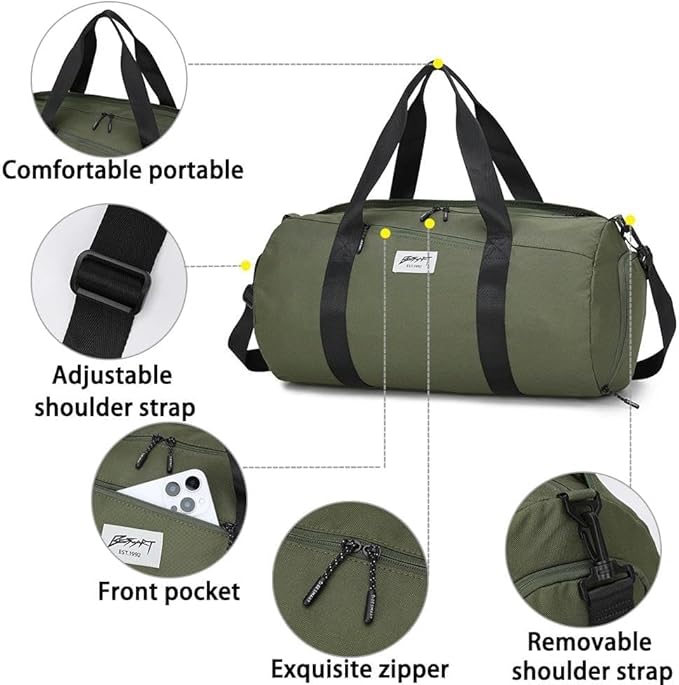 BE SMART Waterproof Mens Gym Bag with Shoe Compartment, Duffle Bag with Wet Pocket for Men