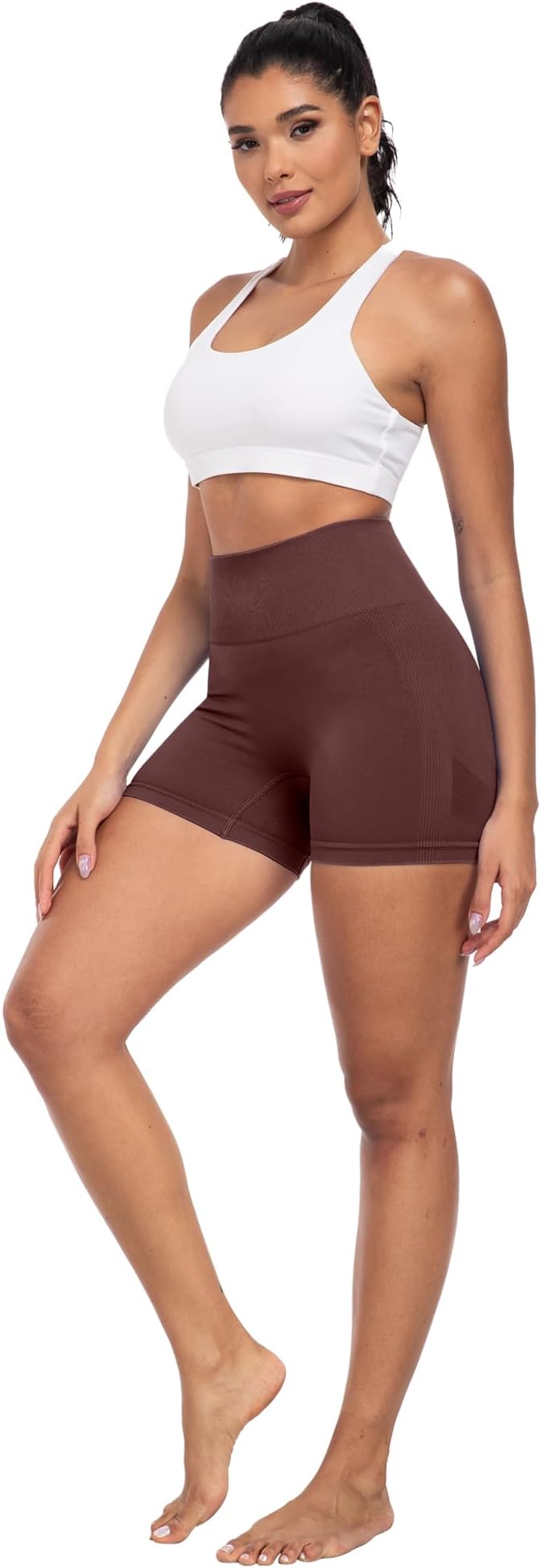 CHRLEISURE Women's 4 Packs Workout Gym Shorts, High Waisted Butt Lifting Scrunch Butt Seamless