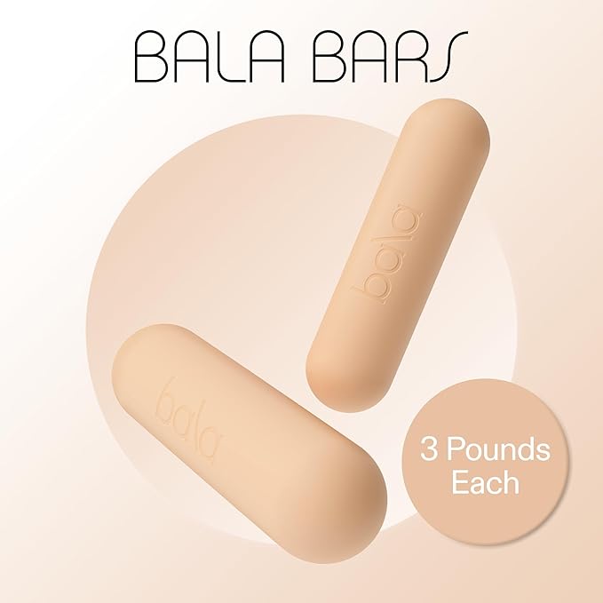 Bala Bars Dumbbell Set for Women & Men - Set of 2 Bars Designed for Walking, Strength Training