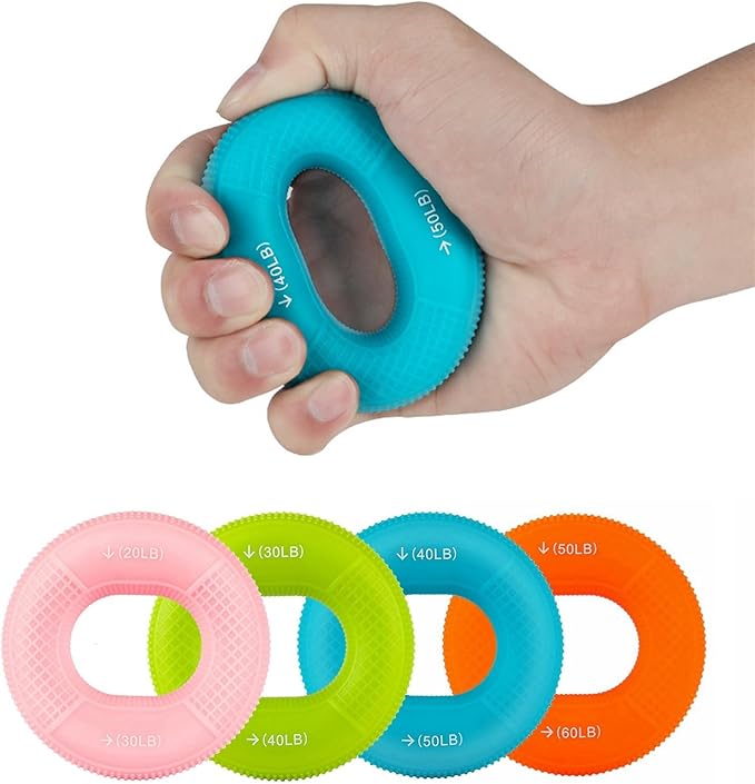 Grip Strength Trainer,Silicone Hand Grip Strengthener Ring,Finger Grip Workout - Double Force Grip