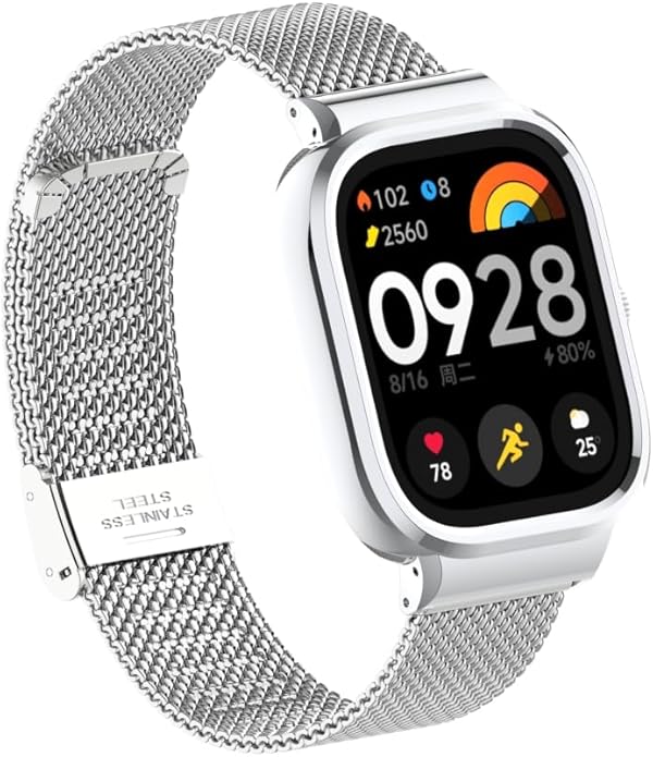 HOPMC Adjustable and Comfortable With Redmi Watch 4 Strap Metal Case 22mm Stainless Steel Mesh