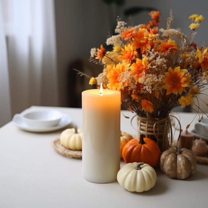 Unscented Ivory Pillar Candles Set of 6-2.8x4 inch - Dripless and Smokeless Large Pillar Candles
