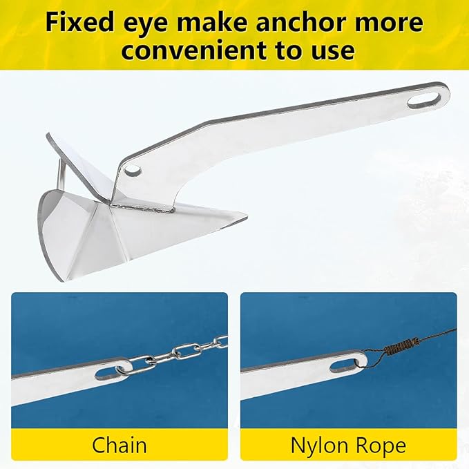 GAOMON 316 Stainless Steel Delta-Style Anchor, Fluke Anchor for Pontoon, Dinghies, Fishing Boats