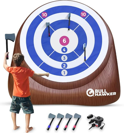 Swooc Games® - Bull Hawker™ | Giant Axe Darts (Over 6ft Tall) w/ 15+ Games | Axe Throwing Game for