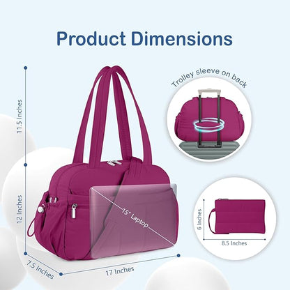 TOPDesign Travel Duffel Bag for Women, Puffer Gym Bag Sports Tote with Wet Pocket, Carry On