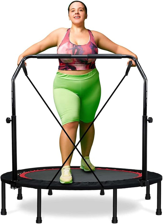 450 LBS Foldable Mini Trampoline for Adults & Kids 40" Rebounder Trampoline with Adjustable Foam