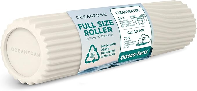 Oceanfoam Tidal Roller - Natural - Muscle Massage Foam Roller for Back Pain & Stretching - Firm and