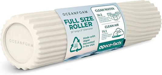 Oceanfoam Tidal Roller - Natural - Muscle Massage Foam Roller for Back Pain & Stretching - Firm and