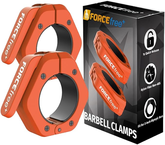 Barbell Clips (Pair), Barbell Clamps, Quick Release Olympic Barbell Clamps with Anti Slip TPR Grip