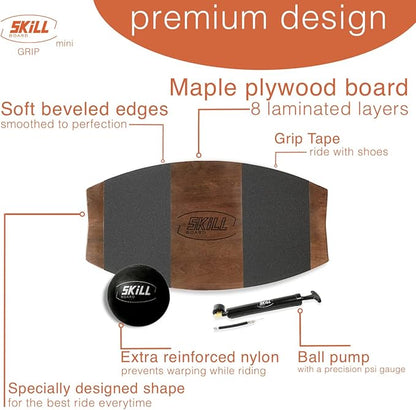 The Skill Board - Wooden Balance Board for Adults - Wobble Board for All Sports, Gym, Standing