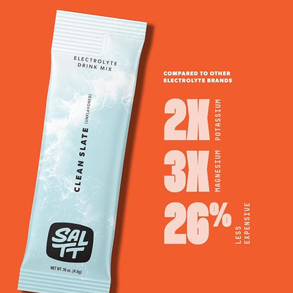 Keto Chow SALTT Electrolytes Powder Packets, Clean Slate Unflavored (30 Hydration Packets)