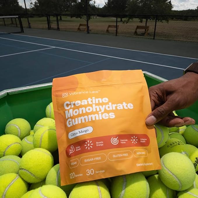 Creatine Gummies 5g Monohydrate + Taurine & B12 - Sugar-Free, Vegan, Gluten-Free - Citrus Mango