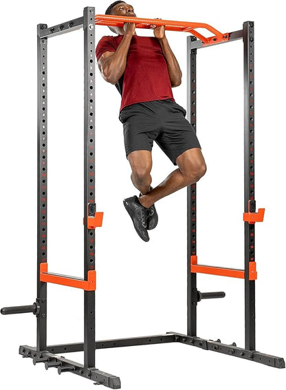 Sunny Health & Fitness Power Zone Strength Rack Power Cage - 1000 LB Weight Capacity, Spotter Bar