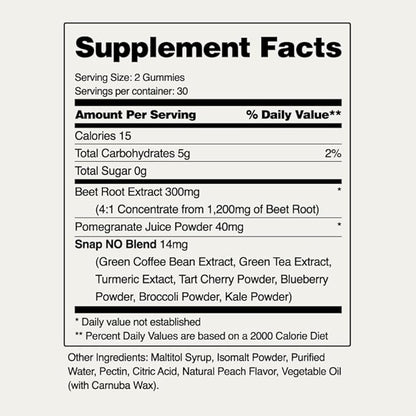 Snap Supplements Beet Root Gummies, Nitric Oxide Supplement with Organic Beets, Vitamins