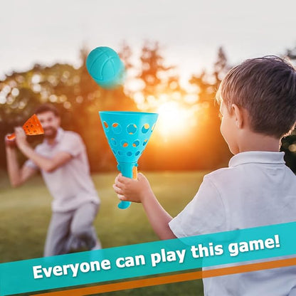 punkdog Pop and Catch Ball Game with 24 Balls and 4 Catch Launcher Baskets - Outdoor Indoor Game
