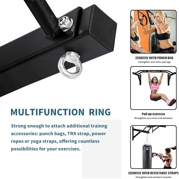 ptlsy Wall Mounted Pull Up Bar Multifunctional with Multi-grip Chin Up Bar Heavy Duty Dip Station