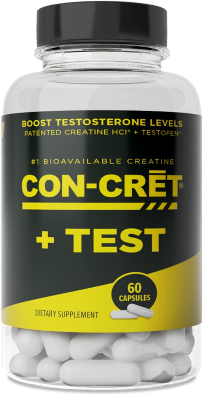 CON-CRET®+ Test, CON-CRET® Patented Creatine HCl Now with Testofen®, Boost Testosterone Levels, 60