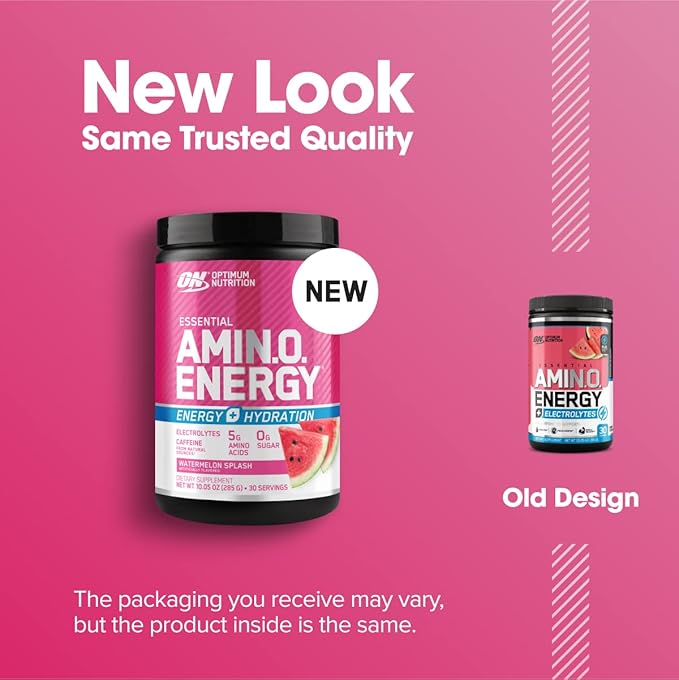 Optimum Nutrition Amino Energy Powder Plus Hydration, with BCAA, Electrolytes, and Caffeine