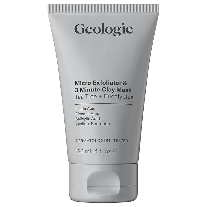 Geologie Micro Exfoliator & Clay Mask | 3-in-1 Deep Cleansing Face Wash, Pore Refining Mask & Skin