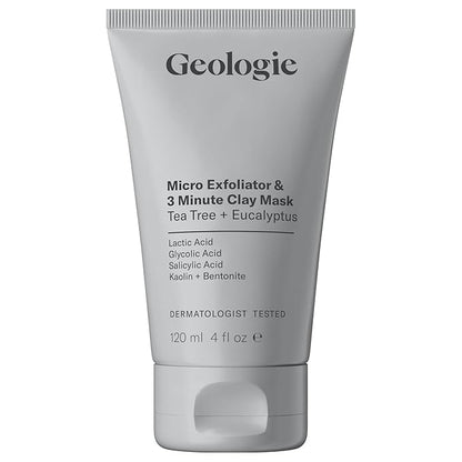Geologie Micro Exfoliator & Clay Mask | 3-in-1 Deep Cleansing Face Wash, Pore Refining Mask & Skin