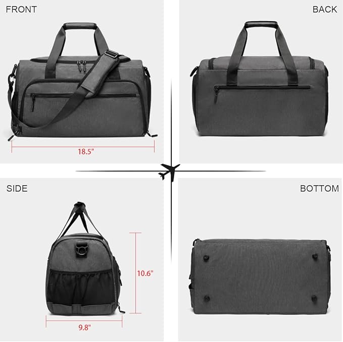 Gym Bag for Men Women, Small Fitness Workout Sports Bag with Wet Pocket & Shoes Compartment, Water