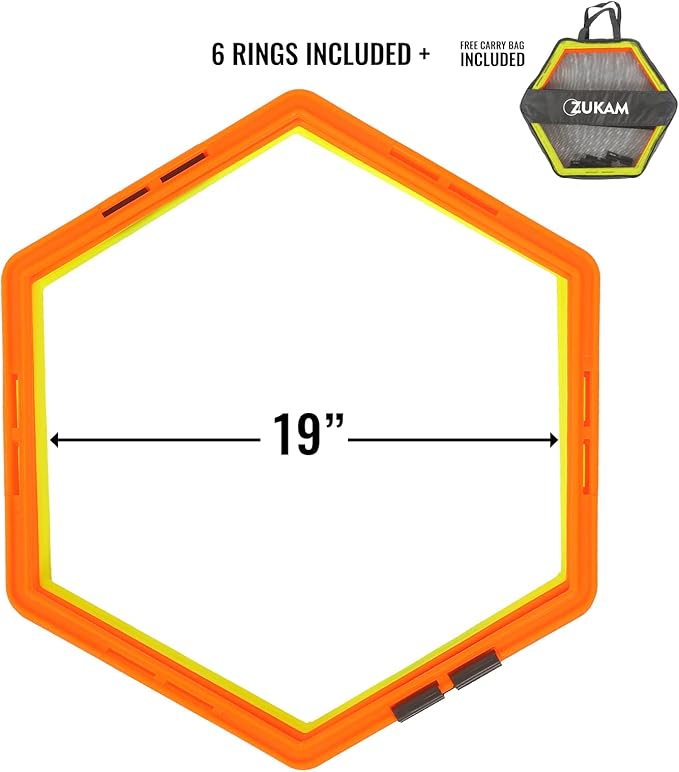 Hex Agility Rings for Speed Training & Agility Footwork Training Speed Hurdles Ladder with Carrying