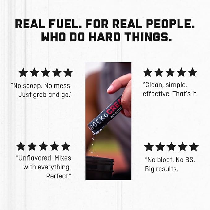 Jocko Fuel Creatine Stick Packs - Creatine Monohydrate Powder Travel Packs for Men & Women