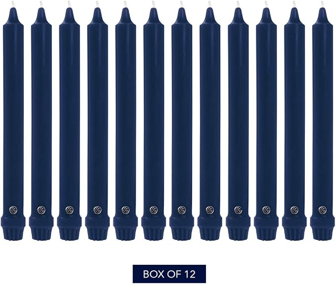 Colonial Candle Unscented Taper Candle, Classic Collection, Indigo, 12 In, Pack of 12 - Up to 10