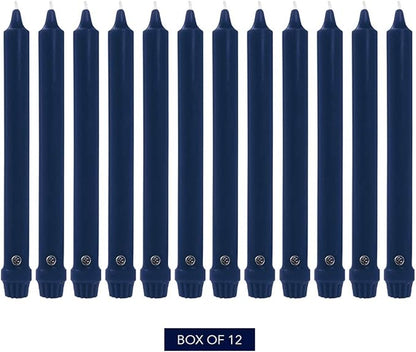 Colonial Candle Unscented Taper Candle, Classic Collection, Indigo, 12 In, Pack of 12 - Up to 10