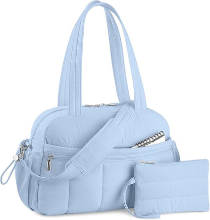 TOPDesign Travel Duffel Bag for Women, Puffer Gym Bag Sports Tote with Wet Pocket, Carry On
