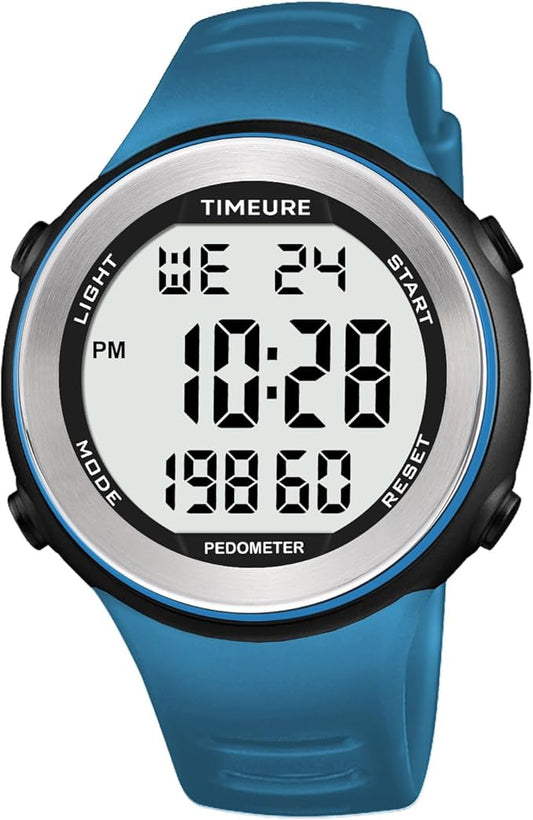 Mens Pedometer Watch for Walking Step Counter Watch No Charging, No App Connection, with EL