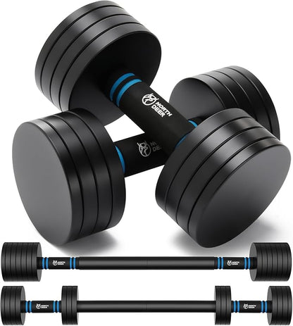 Northdeer V2.0 Upgraded Adjustable Steel Dumbbells 40LB / 60LB - 2 in 1 Dumbbell Barbell Set for