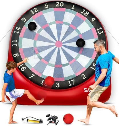 SWOOC Games - XL Giant Kick Darts (Over 8ft Tall) with 15+ Games Included - Jumbo Soccer Darts