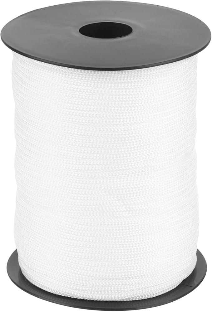 MECCANIXITY 1/8 Inch Polypropylene Rope Braided Ropes, 328ft Nylon Rope Hollow Utility Cord String