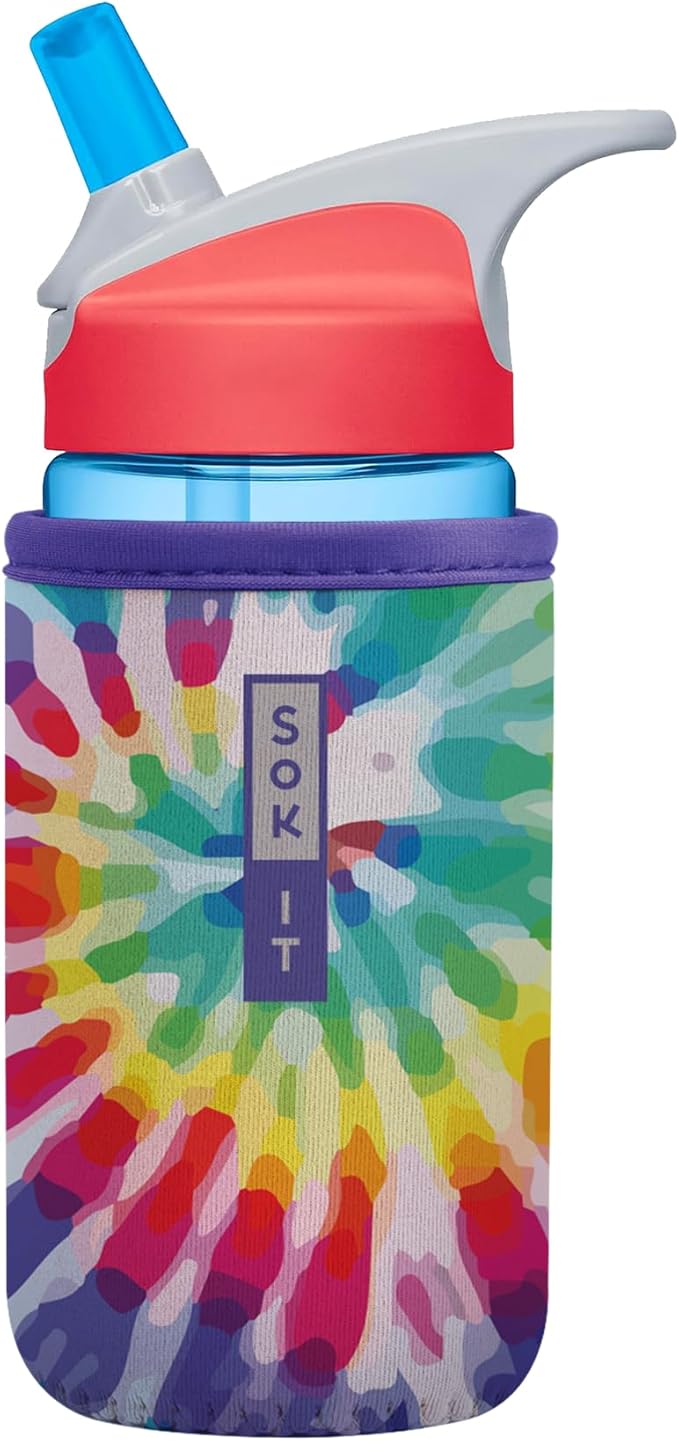 Sok It BotlSok Water Bottle Sleeve Insulated Neoprene Cover (Rainbow Tie Dye, Fits 12oz CamelBak or