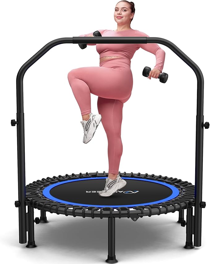 ANCHEER 40"/48" Foldable Rebounder Trampoline for Adults/Kids with Resistance Bands and Bungees