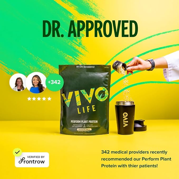 Vivo life Perform Plant Protein Powder - Pea & Hemp Protein Blend with BCAA (34.85 oz, Banana &