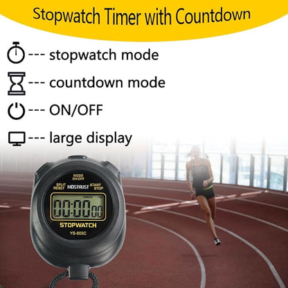 Digital Simple Stopwatch Timer, Single Lap Stopwatch Countdown Timer with On/Off, AAA
