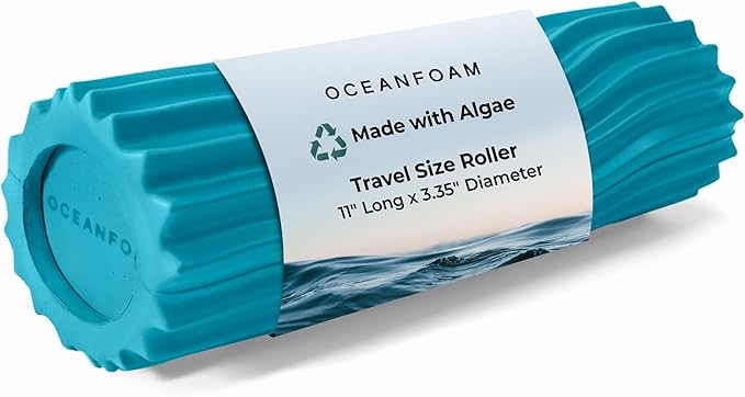 Oceanfoam Ripple Travel Foam Roller (11" x 3.35") Firm Mini Foam Roller for Physical Therapy, Deep