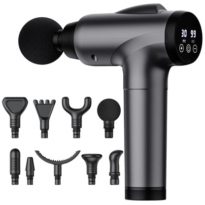 OLsky Massage Gun Deep Tissue 30 Speeds 9 Attachments Handheld (Grey)
