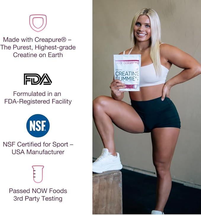 Creatine Gummies for Men & Women - Creapure® Creatine Monohydrate, L-Theanine, L-Tyrosine & B12 for