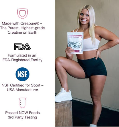 Creatine Gummies for Men & Women - Creapure® Creatine Monohydrate, L-Theanine, L-Tyrosine & B12 for