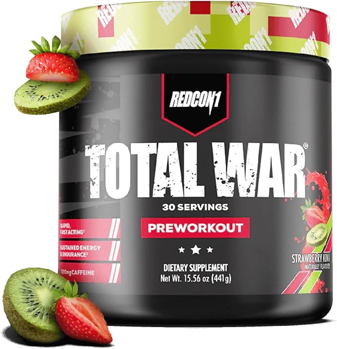 REDCON1 Total War Pre Workout, Strawberry Kiwi - L Citrulline, Malic Acid, Green Tea Leaf Extract