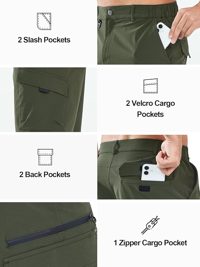NORTHYARD Men's Cargo Hiking Shorts 9" Lightweight Outdoor Tactical Work Camping Sport Golf Casual