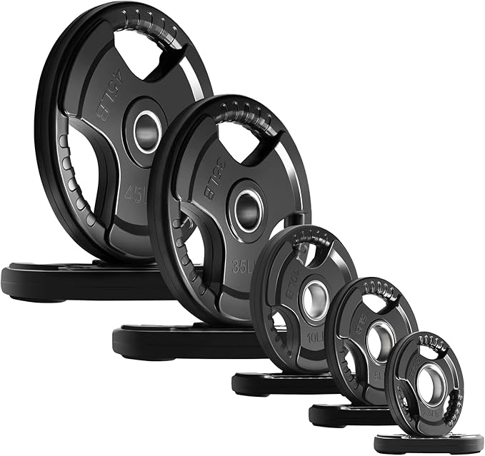 RitFit Olympic Rubber Grip Plates for Barbell, 2-Inch Weight Plates for Weightlifting and Strength