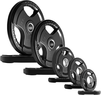RitFit Olympic Rubber Grip Plates for Barbell, 2-Inch Weight Plates for Weightlifting and Strength
