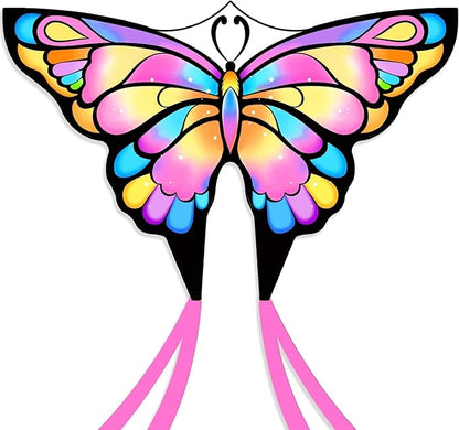 Simxkai Butterfly Kite for Kids & Adults, Easy to Fly Blue Big Kite for Beginners, Line Handle