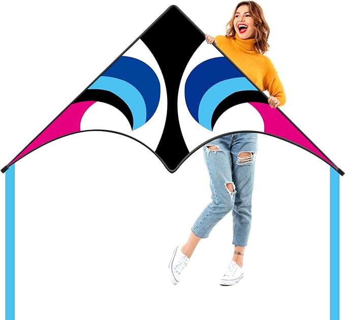 Delta Kite for Kids & Adults - Easy to Fly Large Single Line Beach Kite with 300ft String Handle