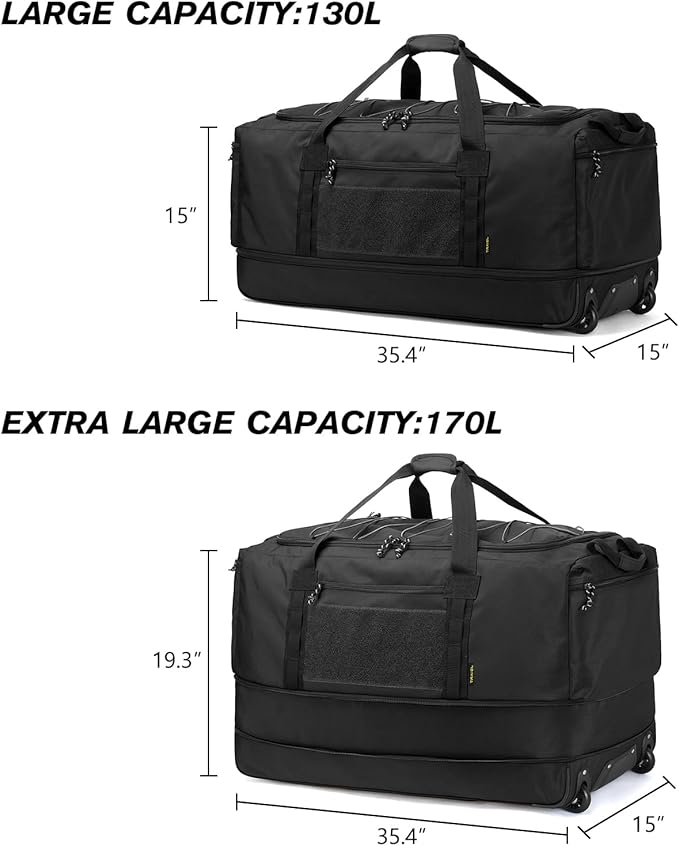 Laripwit Collapsible Duffle Bag with Wheels 130-170L Extra Large Expandable Travel Duffel Bag for